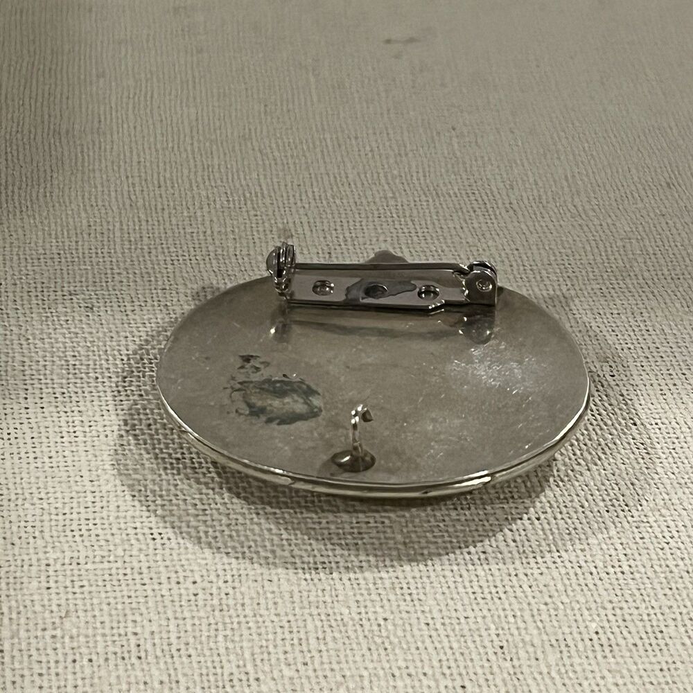 VTG Silver Tone Mother Of Pearl Brooch Pin With Hook Wedding Party Anniversary - Picture 5 of 12